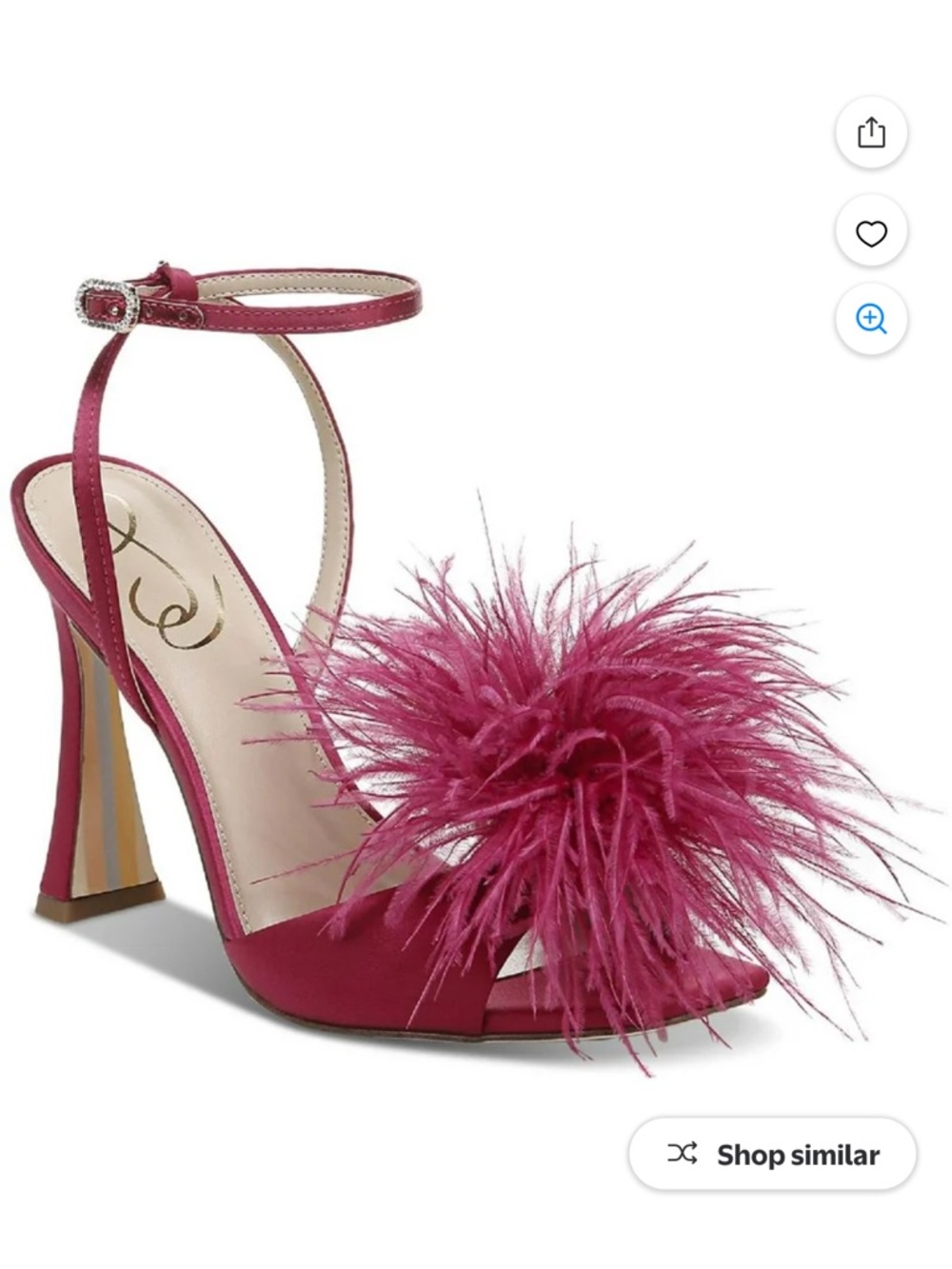 Sam Edelman Pink Feather Pom-Pom Ankle Strap Heels